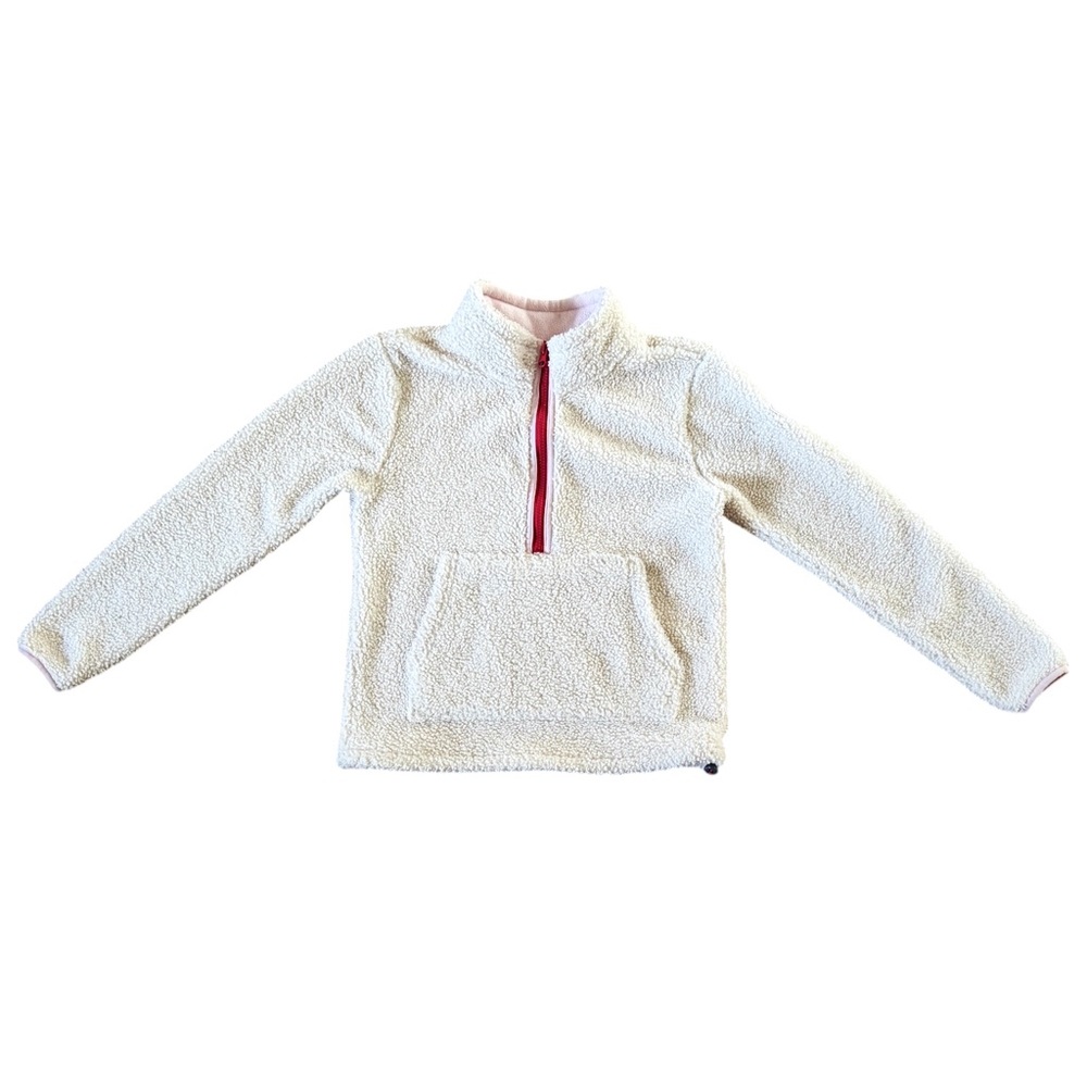 The Black Dog Girls Cozy Cream Half Zip Fleece Pullover Kids Large New England